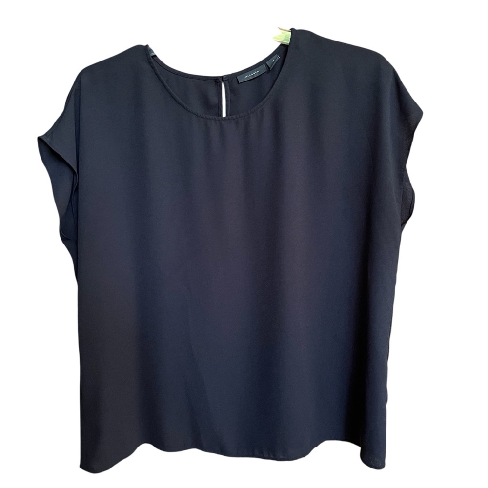 Halogen Classic Black Blouse Shirt Cap Sleeves Women’s Size XL